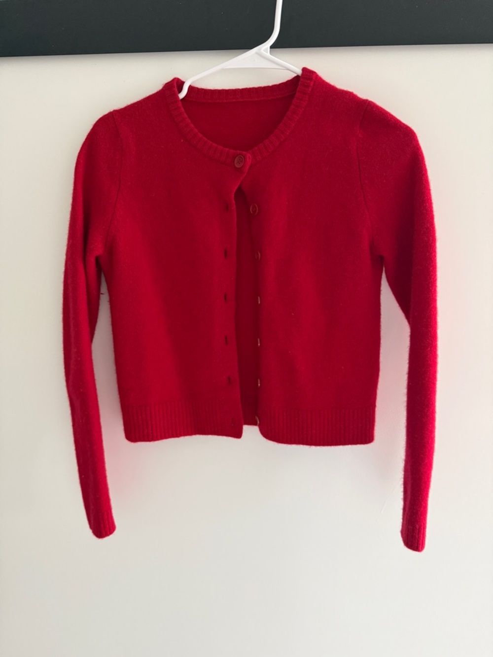 Zara Red Long-Sleeve Crewneck Button Cardigan